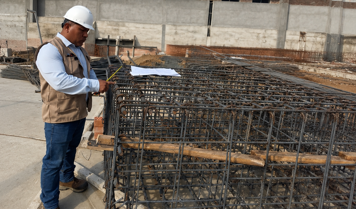 Percy Asmat supervisando estructura